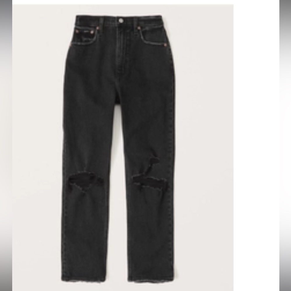 Abercrombie and fitch A+F ultra high raise straight ankle size 28 /6 short black